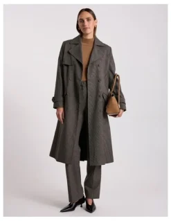 David Lawrence Tasman Trench Coat in Brown Multi