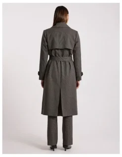 David Lawrence Tasman Trench Coat in Brown Multi