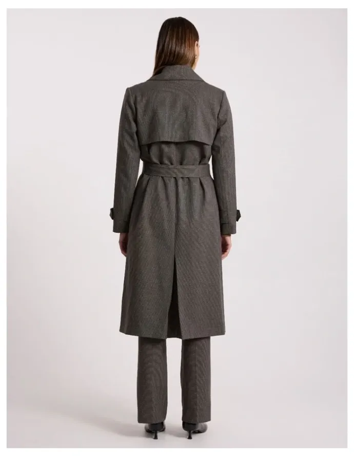 David Lawrence Tasman Trench Coat in Brown Multi