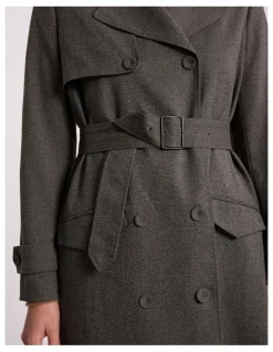 David Lawrence Tasman Trench Coat in Brown Multi