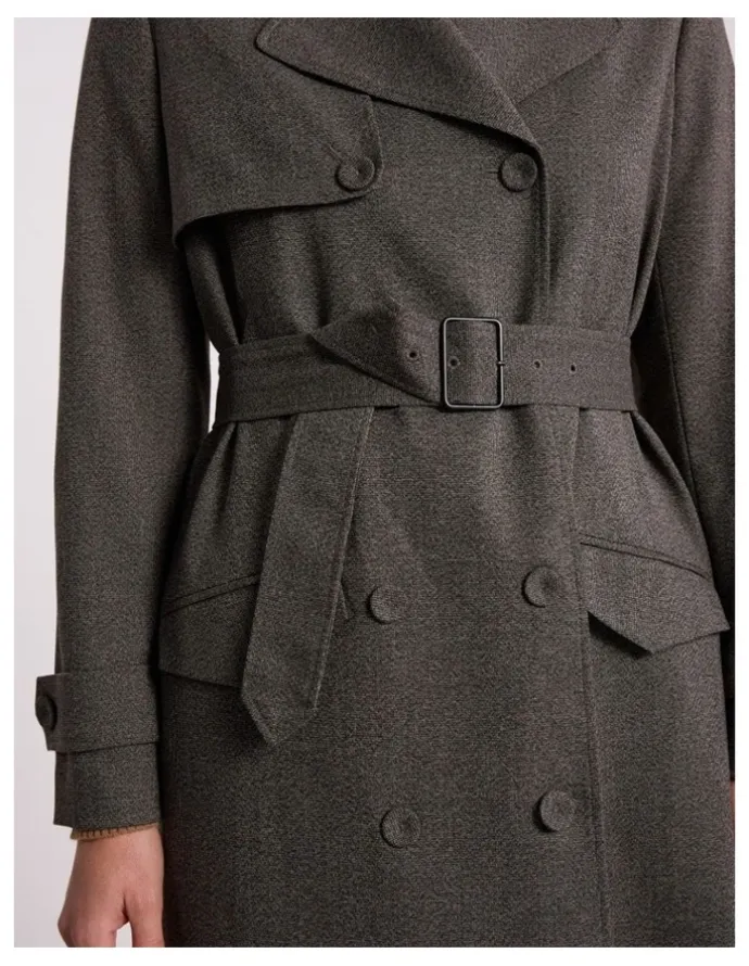 David Lawrence Tasman Trench Coat in Brown Multi