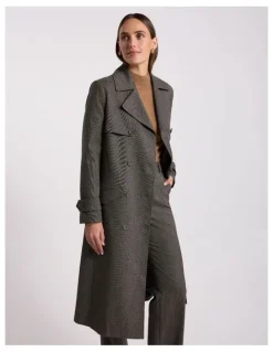 David Lawrence Tasman Trench Coat in Brown Multi