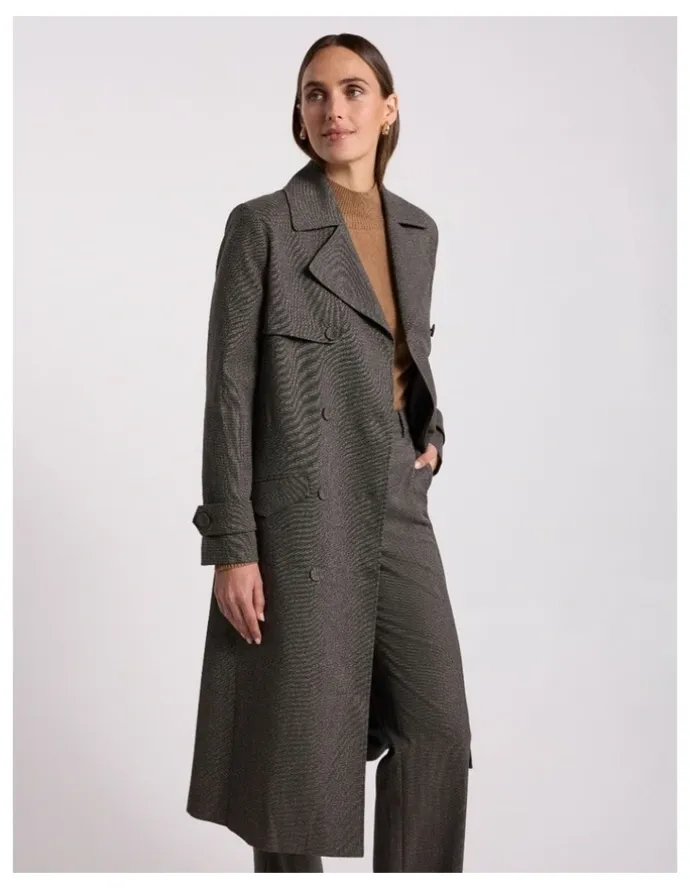 David Lawrence Tasman Trench Coat in Brown Multi