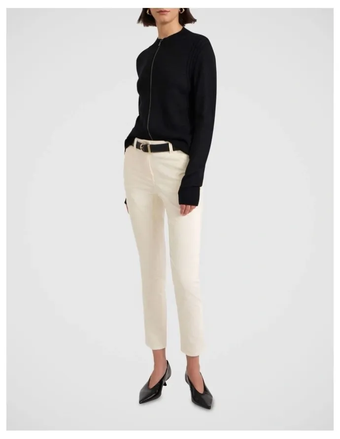 David Lawrence Zip Thru Merino Cardi in Black