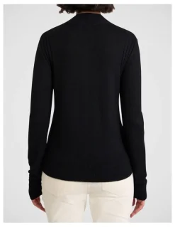 David Lawrence Zip Thru Merino Cardi in Black