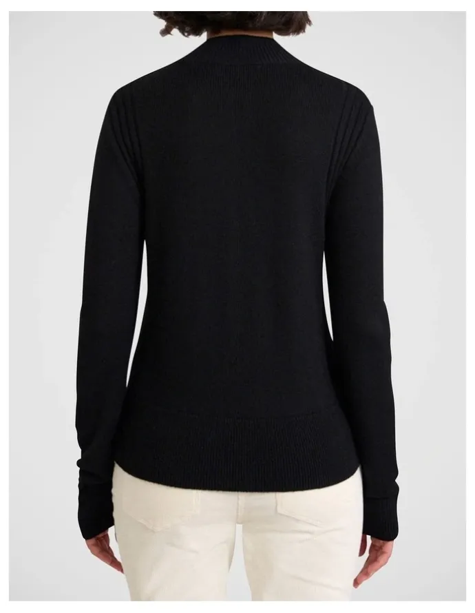 David Lawrence Zip Thru Merino Cardi in Black