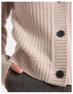 David Lawrence Zulu Merino Cardigan in Pebble