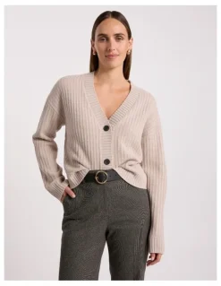 David Lawrence Zulu Merino Cardigan in Pebble