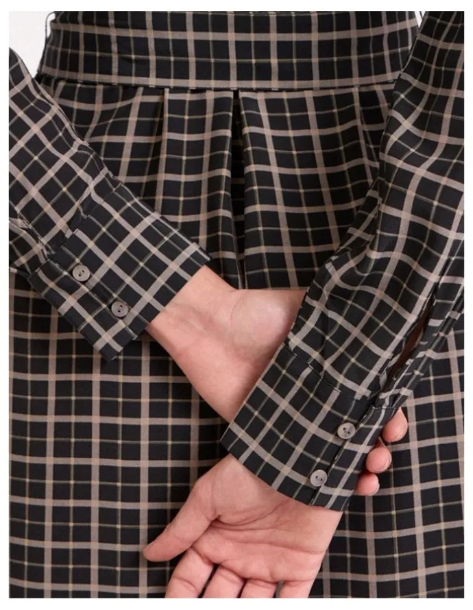 David Lawrence Ava Shirt Dress in Black Check