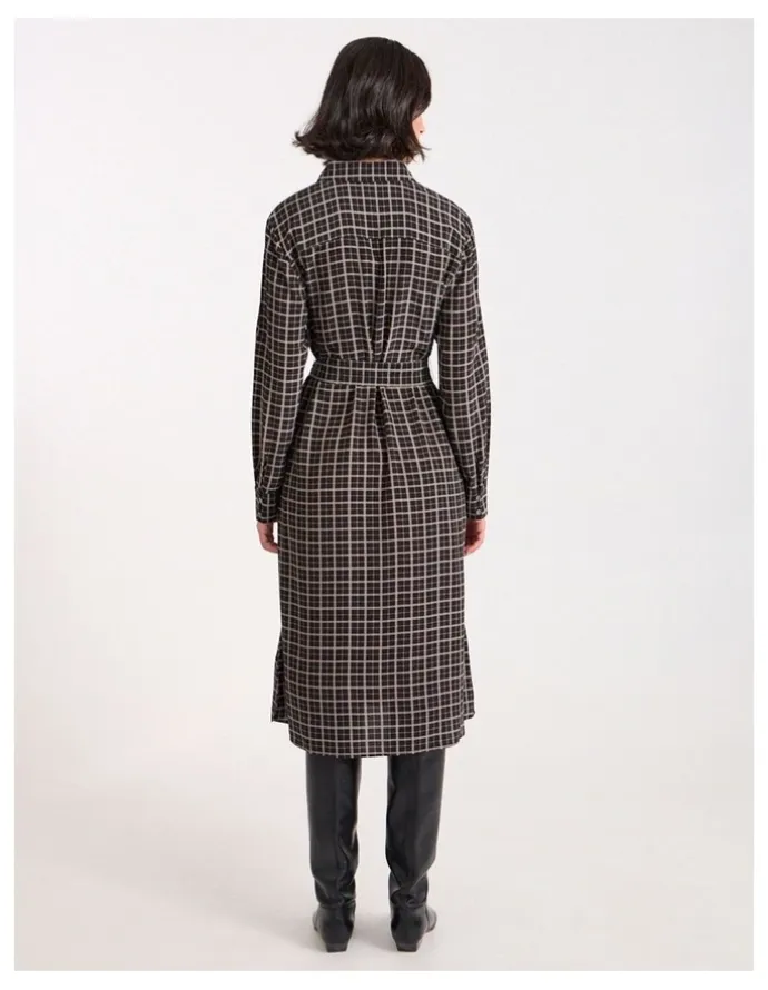 David Lawrence Ava Shirt Dress in Black Check