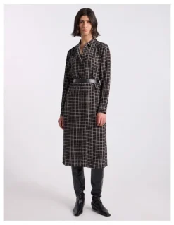 David Lawrence Ava Shirt Dress in Black Check