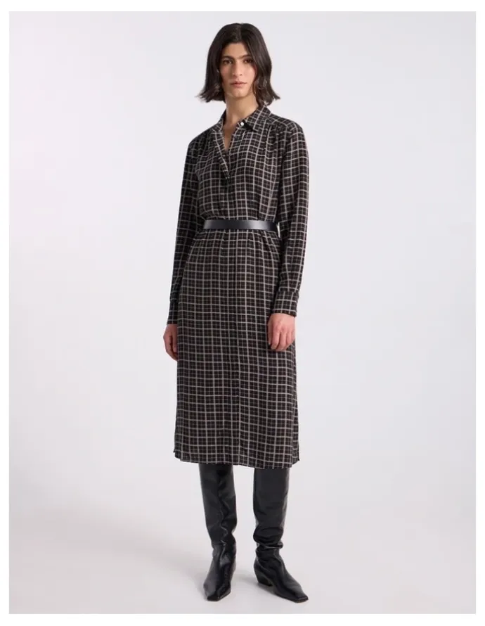 David Lawrence Ava Shirt Dress in Black Check