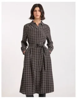 David Lawrence Ava Shirt Dress in Black Check