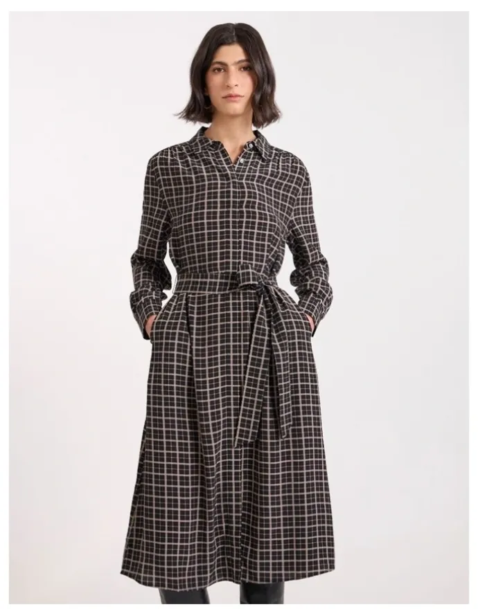 David Lawrence Ava Shirt Dress in Black Check