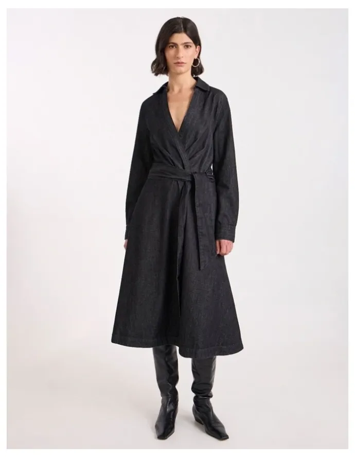 David Lawrence Blancha Denim Dress in Washed Black