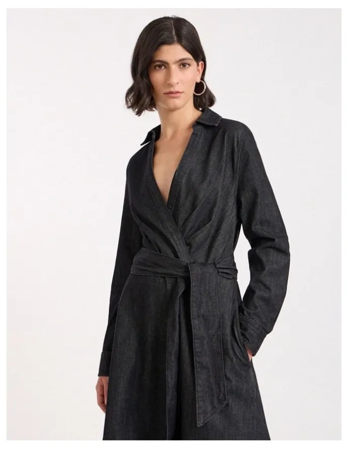 David Lawrence Blancha Denim Dress in Washed Black