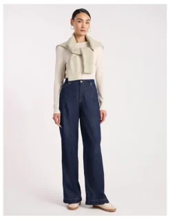 David Lawrence Malta Relaxed Wide Leg Jean in Dark Indigo