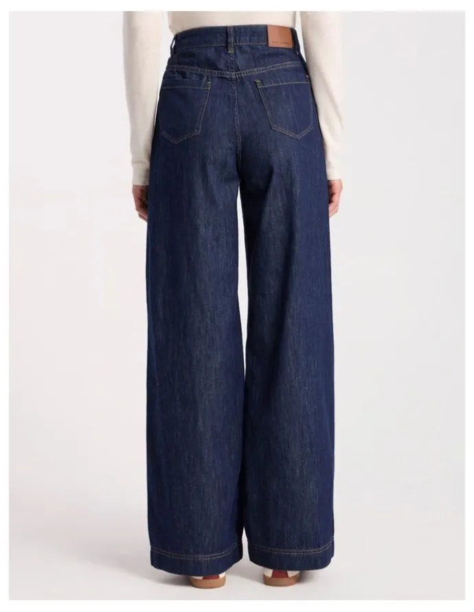 David Lawrence Malta Relaxed Wide Leg Jean in Dark Indigo