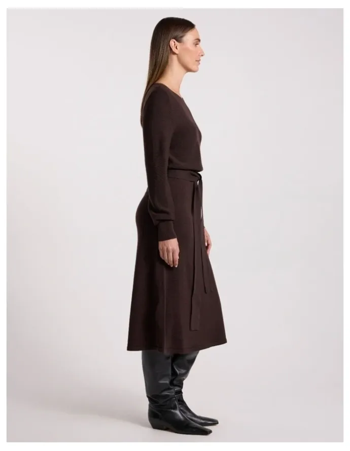 David Lawrence Shyla Merino Knit Dress in Coffee