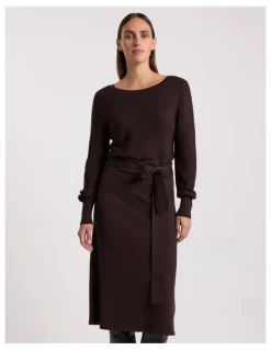 David Lawrence Shyla Merino Knit Dress in Coffee