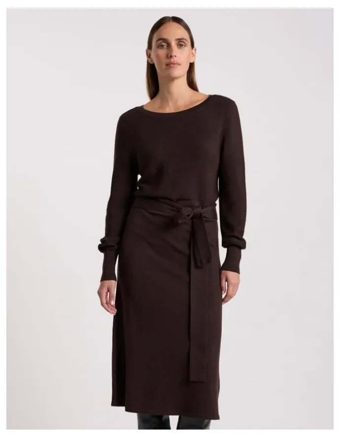 David Lawrence Shyla Merino Knit Dress in Coffee