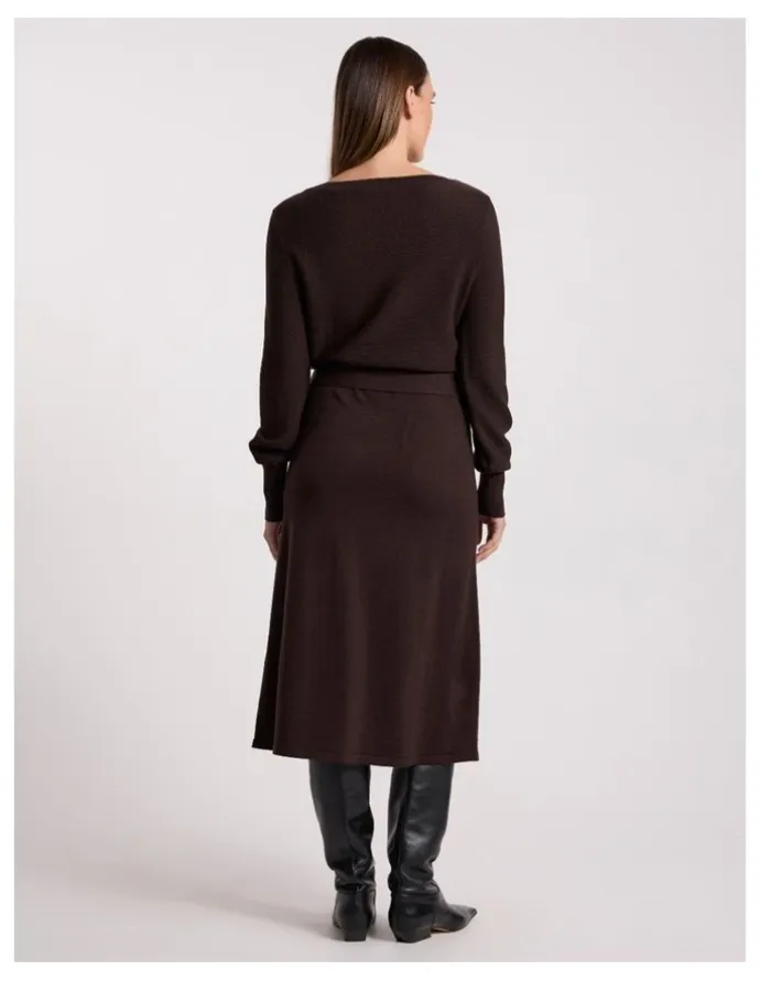 David Lawrence Shyla Merino Knit Dress in Coffee