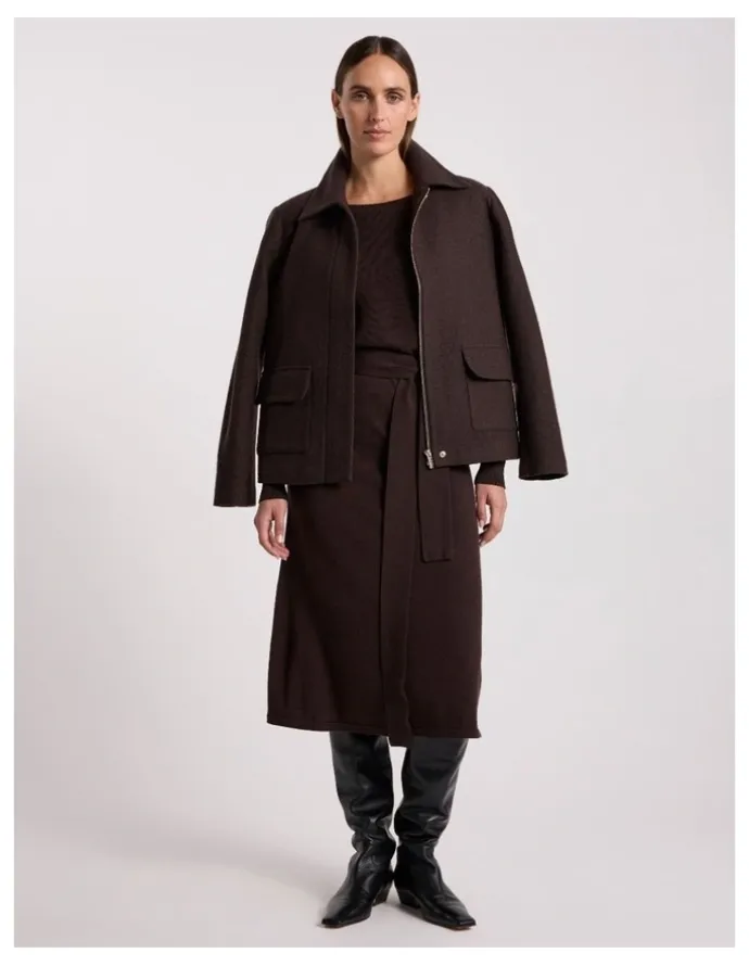 David Lawrence Shyla Merino Knit Dress in Coffee