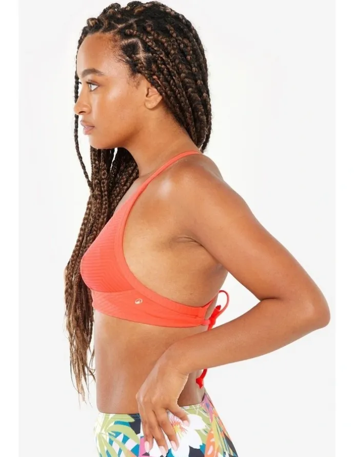 Decathlon Bea Surfing Textured Bikini Crop Top in Neon Orange