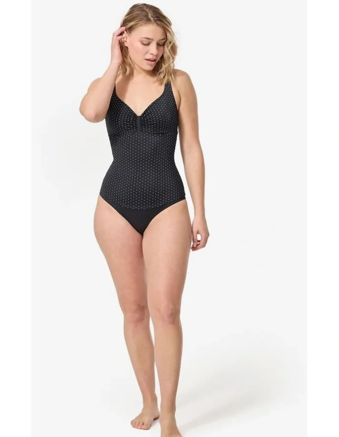 Decathlon 1-Piece Body-Sculpting Doli Puka Swimsuit in Black