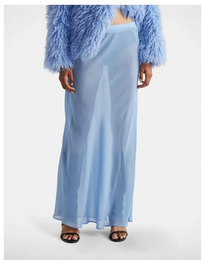 DECJUBA Caitlyn Sheer Maxi Skirt in Blue Bell