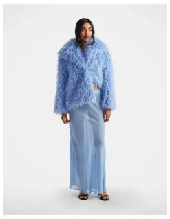 DECJUBA Caitlyn Sheer Maxi Skirt in Blue Bell