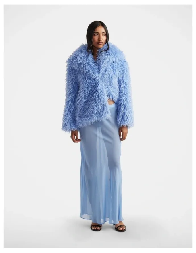 DECJUBA Caitlyn Sheer Maxi Skirt in Blue Bell