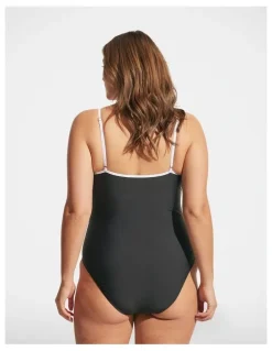 DECJUBA Contrast Scoop One Piece in Black