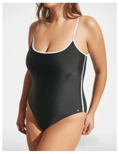 DECJUBA Contrast Scoop One Piece in Black