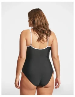 DECJUBA Contrast Tie Front One Piece in Black Base