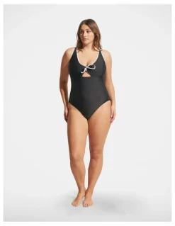 DECJUBA Contrast Tie Front One Piece in Black Base