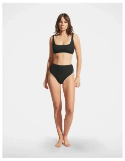 DECJUBA Crinkle Bikini Top in Black