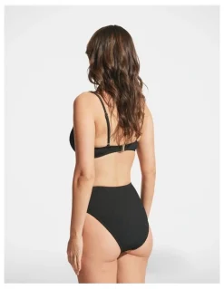 DECJUBA Crinkle Bikini Top in Black