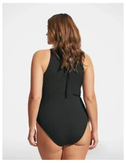 DECJUBA Crinkle Racer One Piece in Black