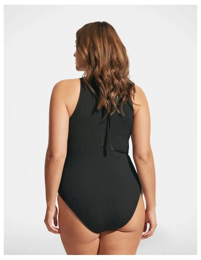 DECJUBA Crinkle Racer One Piece in Black