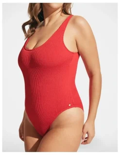 DECJUBA Crinkle Scoop One Piece in Red