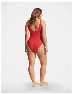 DECJUBA Crinkle Scoop One Piece in Red