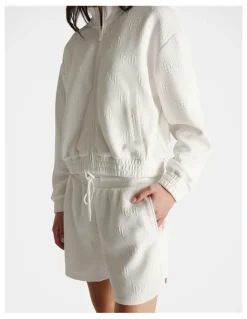 DECJUBA D-Luxe Embossed Sweat Shorts in White