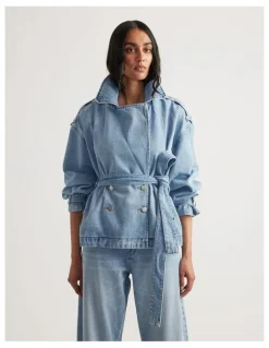Decjuba Eden Denim Crop Trench