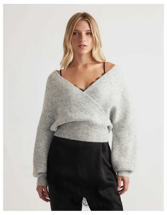 DECJUBA Harper Crossover Jumper in Grey