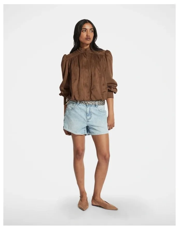 DECJUBA Harper Rolled Cuff Denim Short in Blue