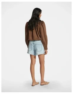 DECJUBA Harper Rolled Cuff Denim Short in Blue