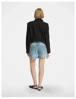 DECJUBA Harper Rolled Cuff Denim Shorts in Blue