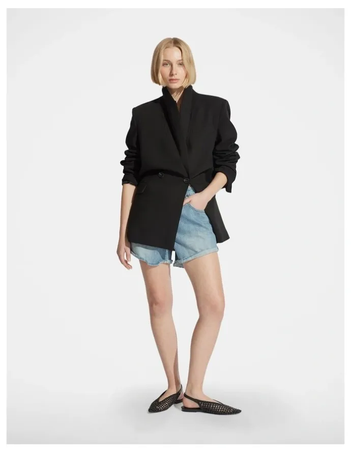 DECJUBA Harper Rolled Cuff Denim Shorts in Blue