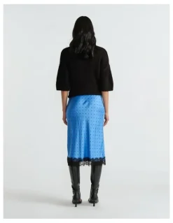 Decjuba Karly Lace Midi Skirt in Azure Spot Print